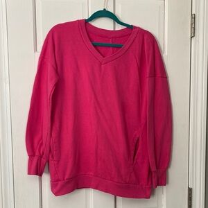 Women's V-Neck Pink Sweatshirt